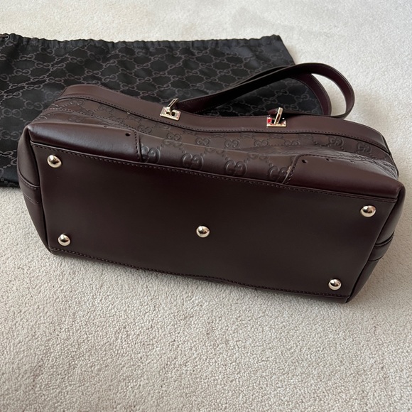 Gucci Guccissima Punch Tote Burgundy Calf Leather Bag - Picture 11 of 15